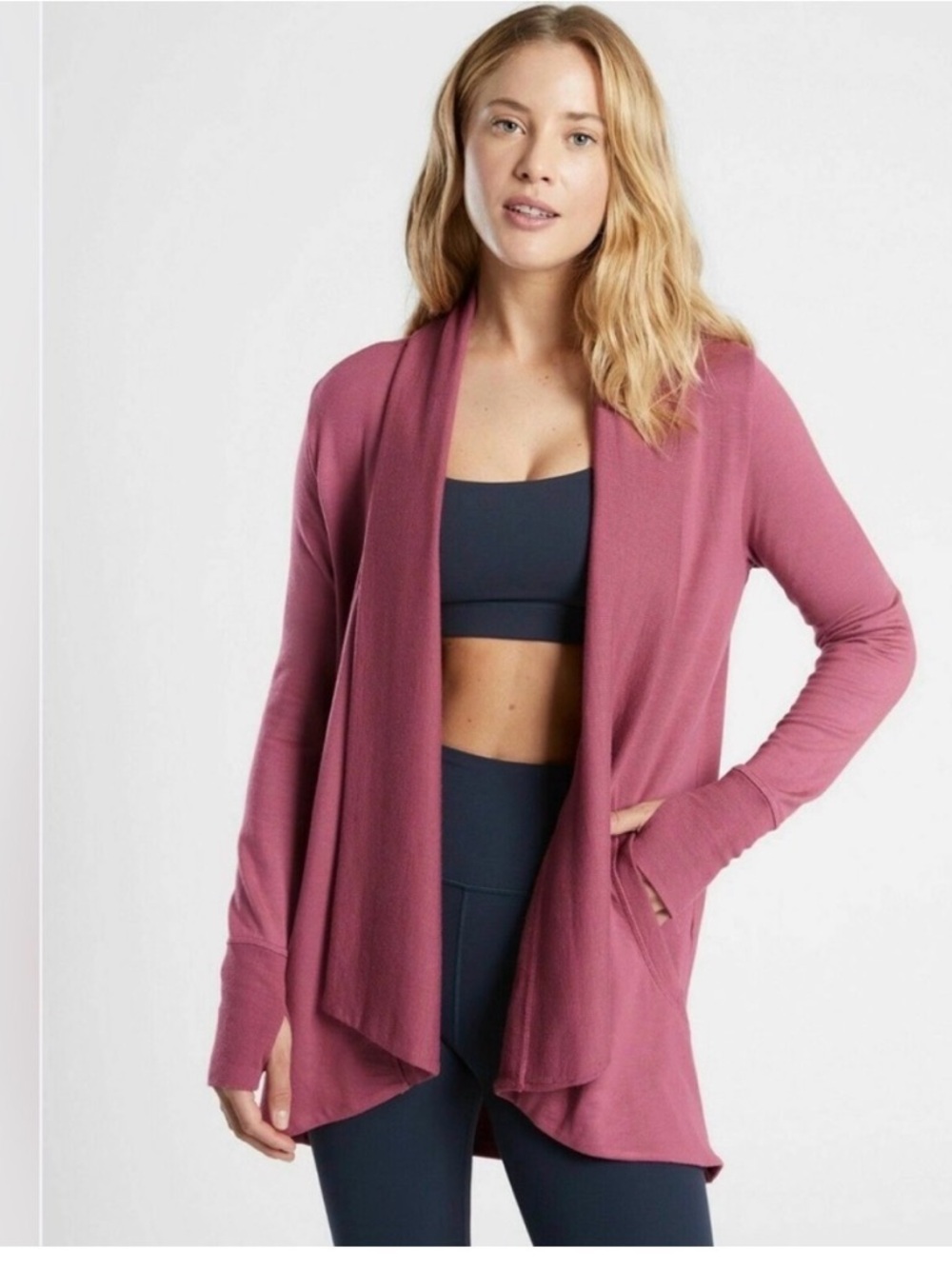 Athleta Pranayama Restore Wrap Cardigan- Size Small- Color Berry